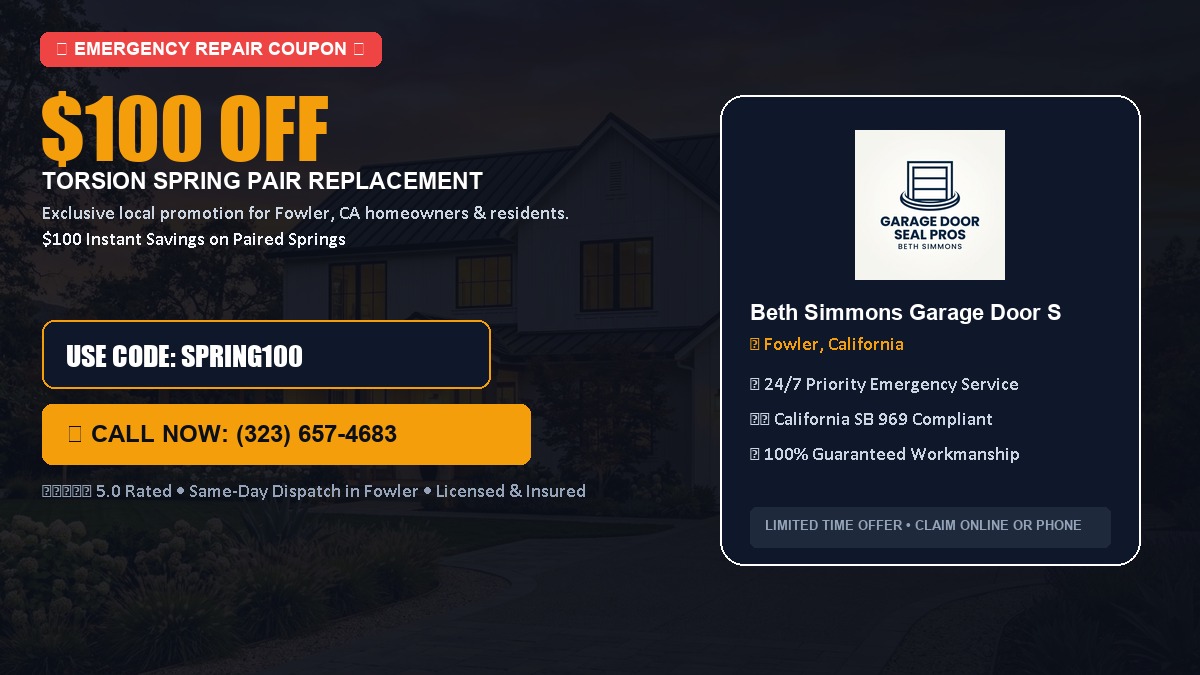 $100 OFF Heavy-Duty Torsion Spring Pair Replacement in Fowler, CA